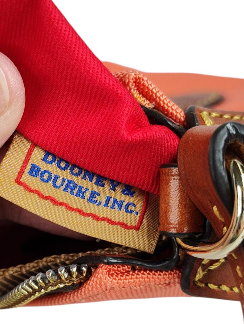 Dooney & Bourke Nylon with Leather Pouchette Crossbody Bag – Peach NEW - Picture 10 of 15
